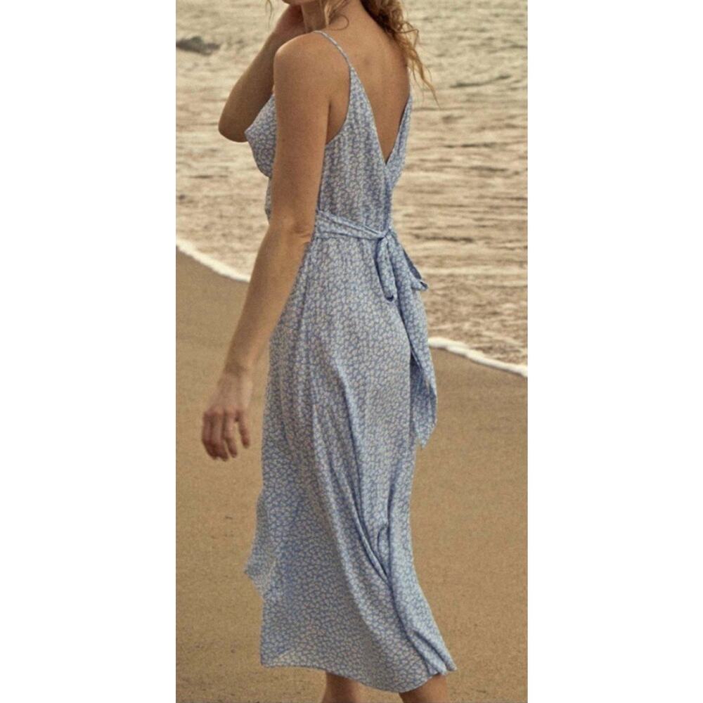 Doen Womens Sonia Floral Printed Cerulean Blue Hillside Long Maxi Gown Dress L - Picture 3 of 11